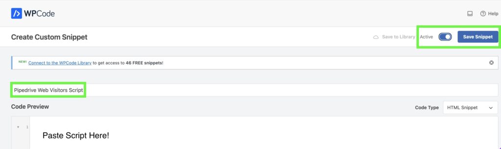 Activate Custom Snippet in WordPress