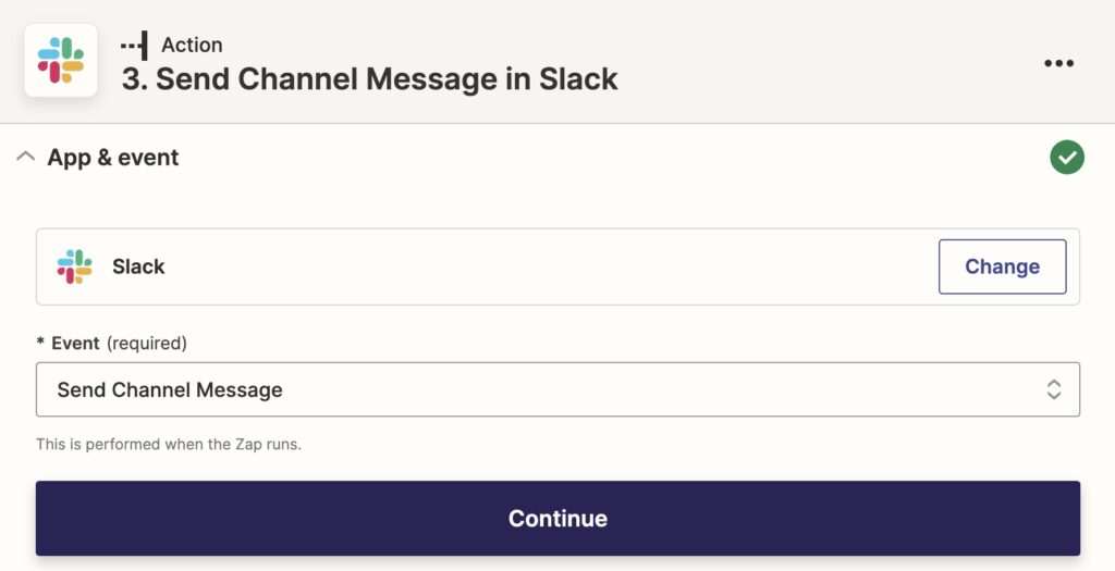 Choose Slack in Zap